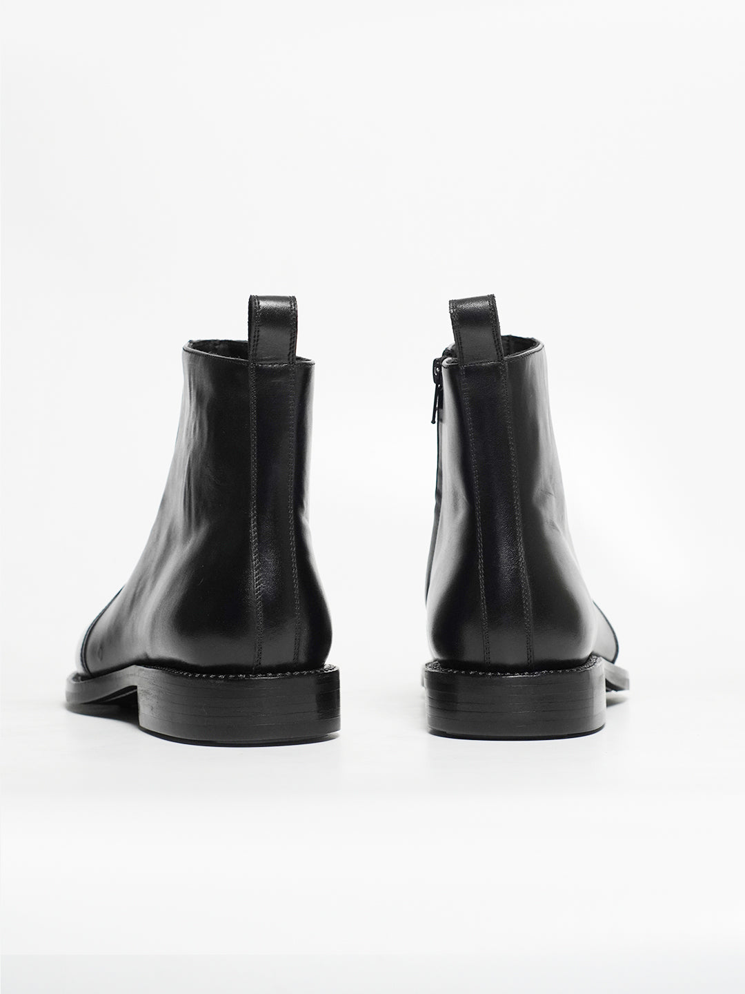 Hand Welted Classic Black Full Grain Zipper Chelsea Boot