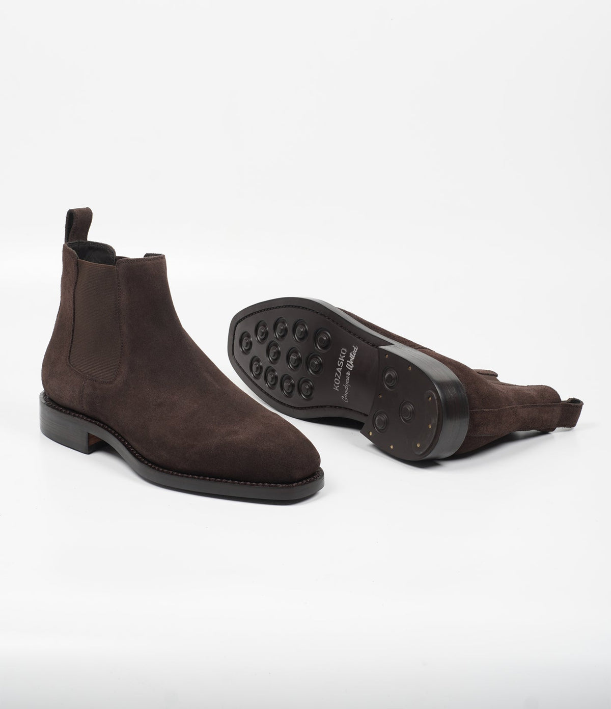 Hand Welted Brown Suede Chisel Toe Chelsea Boots