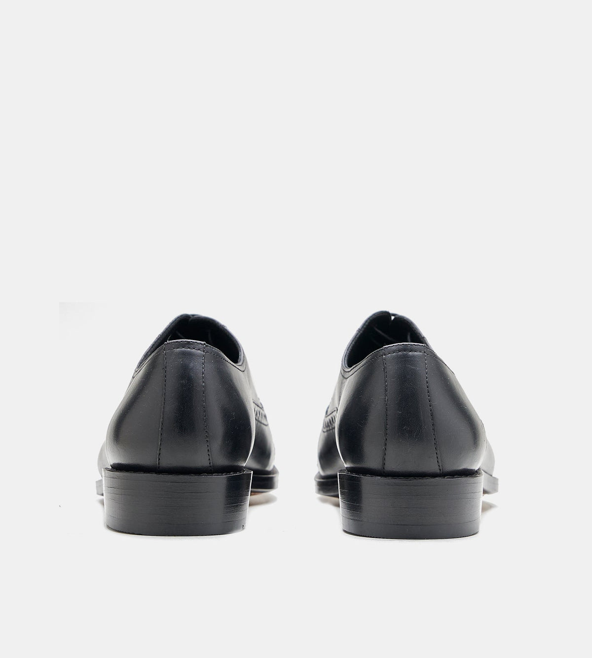 Goodyear Welted Black Semi Brogue Captoe Oxfords