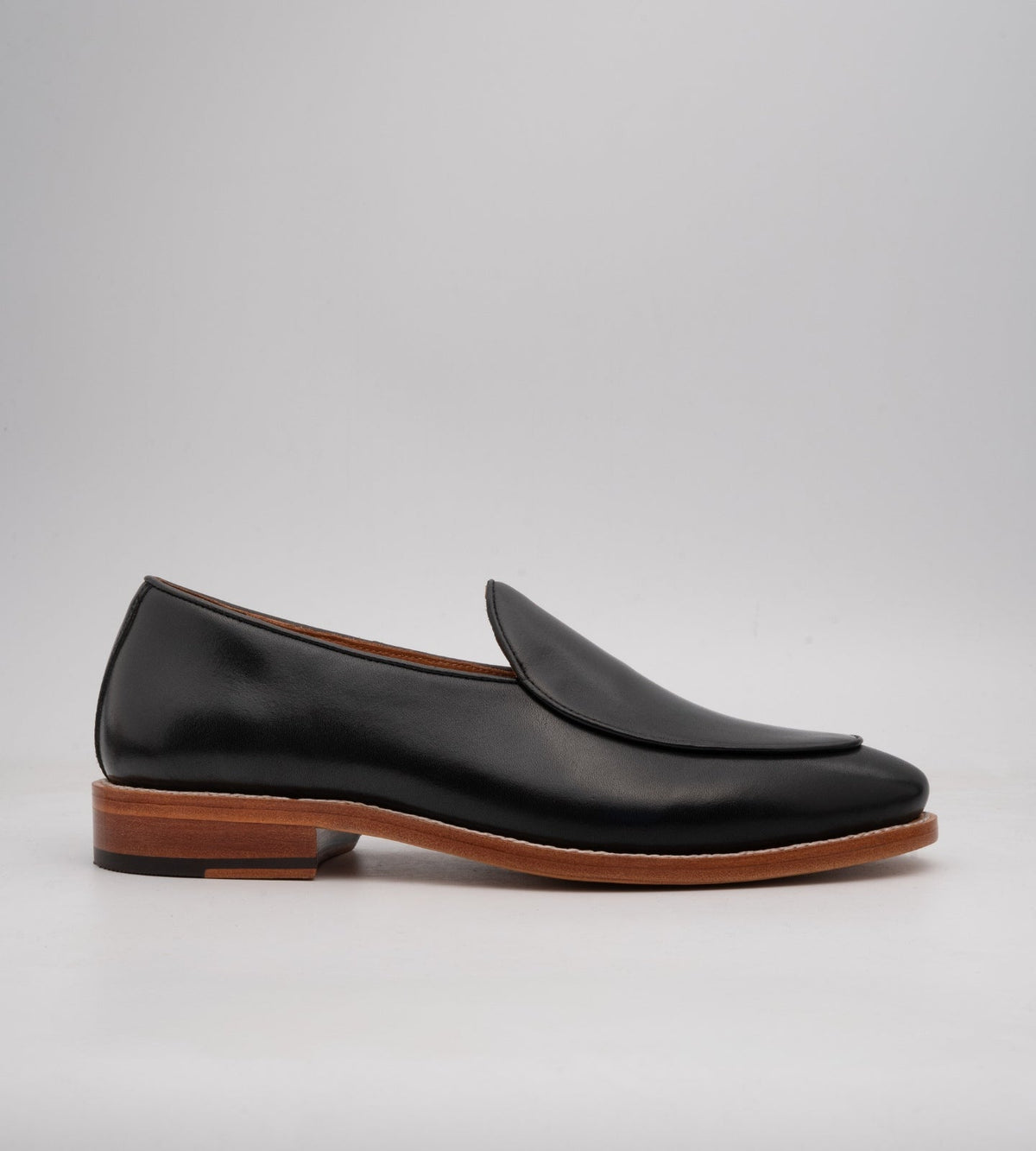 Hand-Welted Black Belgian Slip-Ons