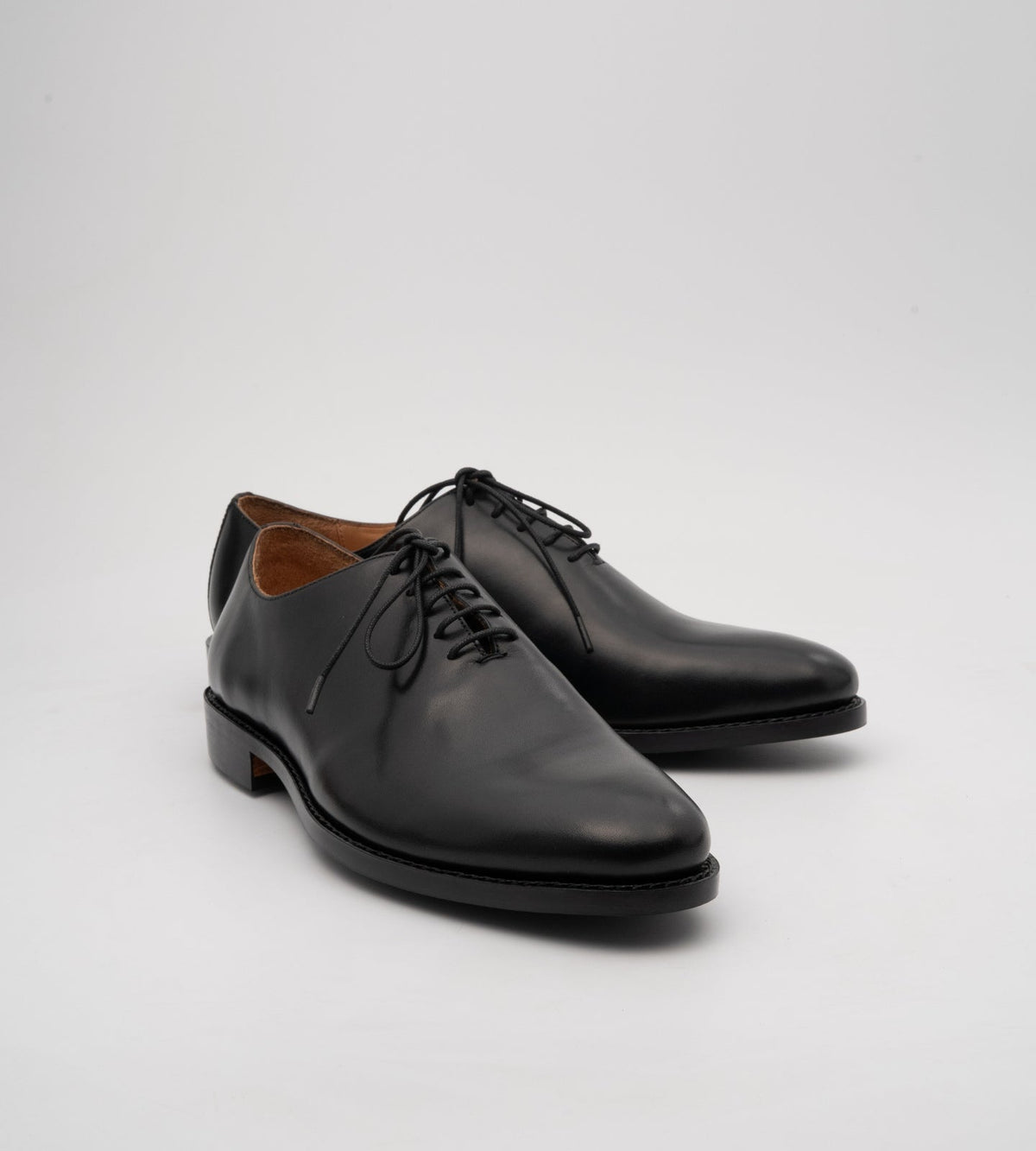 Goodyear Welted Almond Toe Black Wholecut Oxfords
