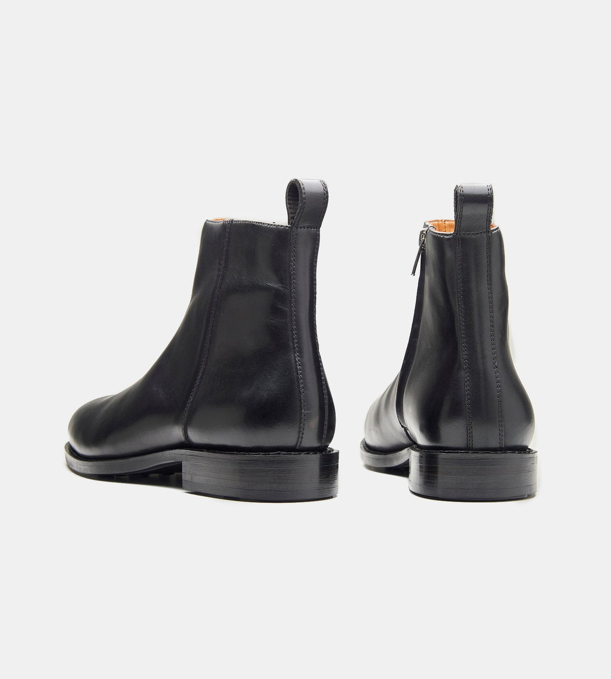 Hand Welted Black Crust Zipper Chelsea Boot