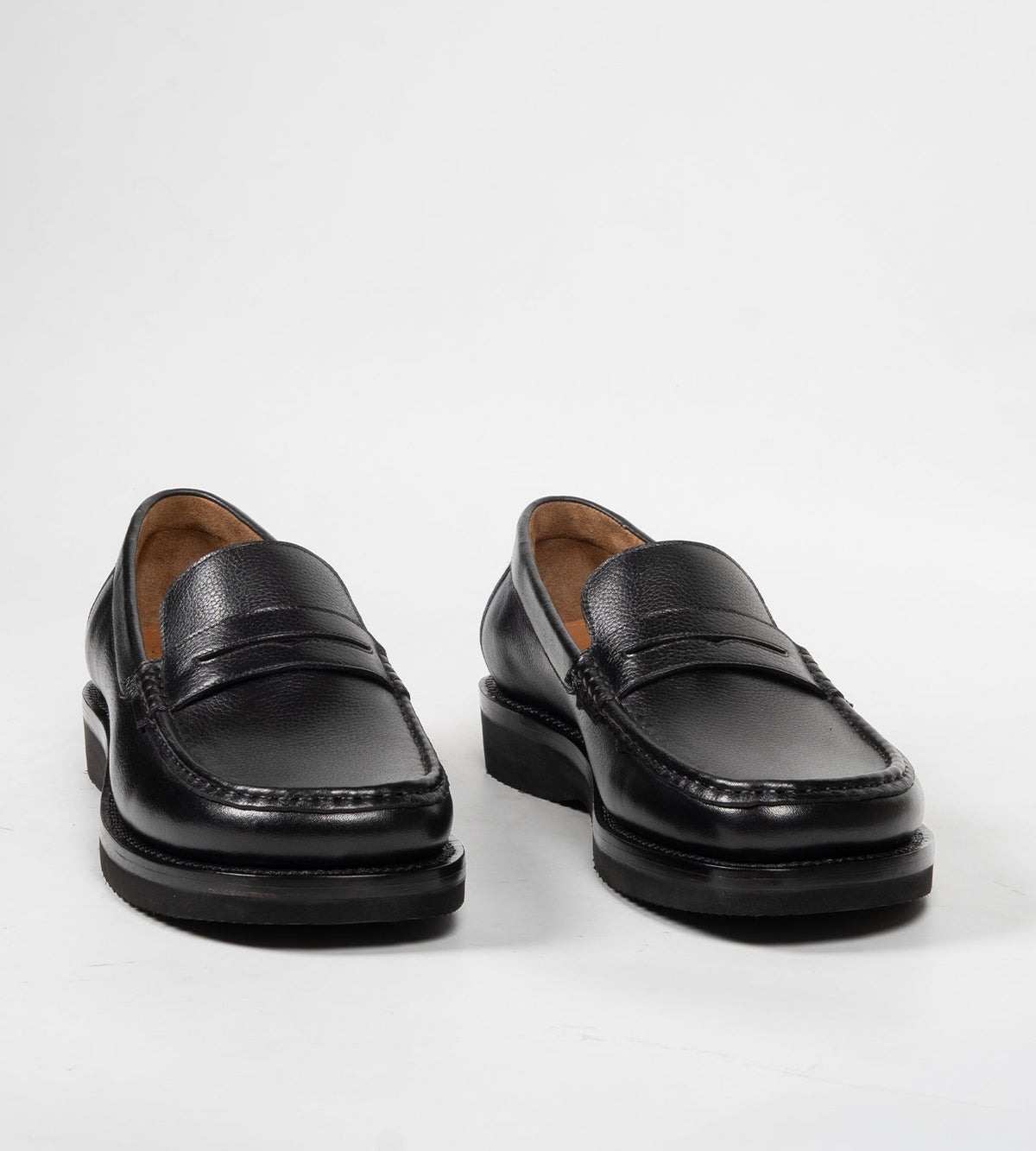 Hand-Welted Black Milled Leather Barefoot Slip-Ons
