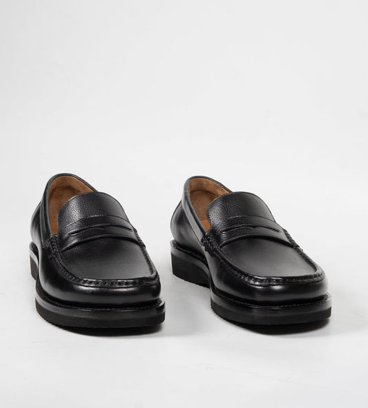 Hand-Welted Black Milled Leather Barefoot Slip-Ons