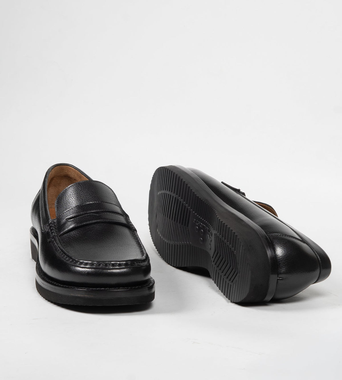 Hand-Welted Black Milled Leather Barefoot Slip-Ons