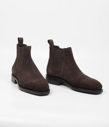Hand Welted  Brown Suede Chisel Toe Chelsea Boots
