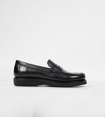 Hand-Welted Black Milled Leather Barefoot Slip-Ons