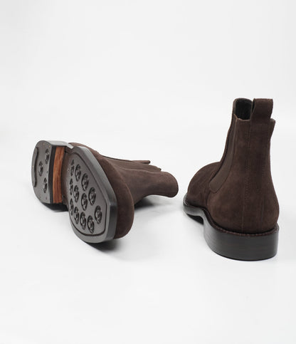 Hand Welted  Brown Suede Chisel Toe Chelsea Boots