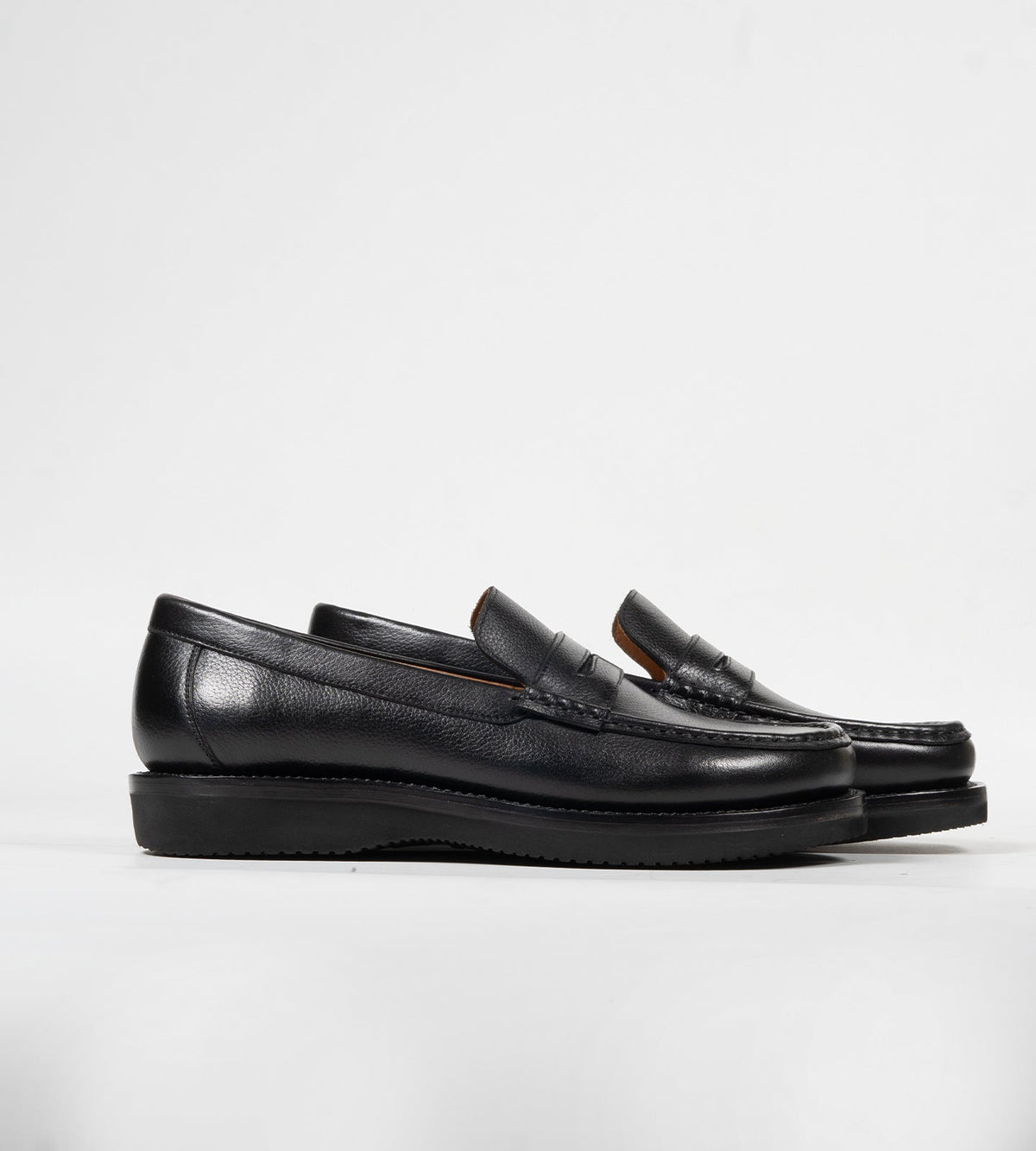 Hand-Welted Black Milled Leather Barefoot Slip-Ons