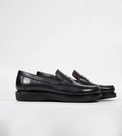 Hand-Welted Black Milled Leather Barefoot Slip-Ons