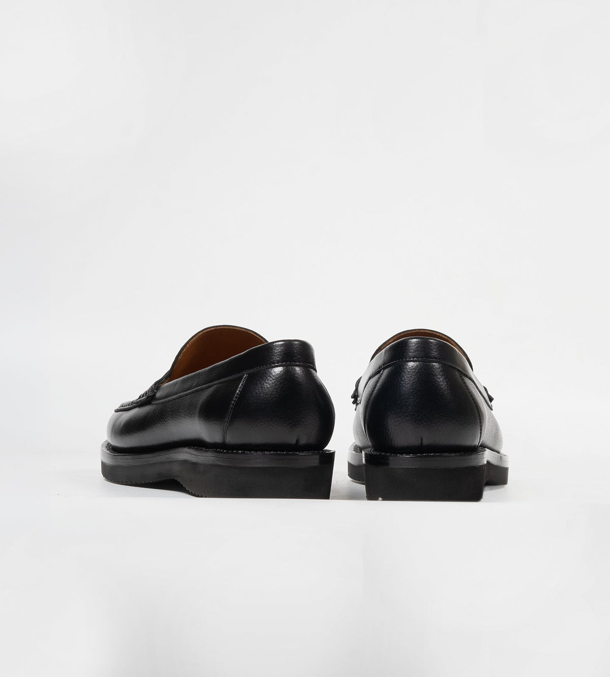 Hand-Welted Black Milled Leather Barefoot Slip-Ons