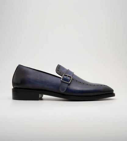 Hand Welted Navy Strap Loafer