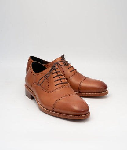 Hand Welted Tan Captoe Oxfords with Punches