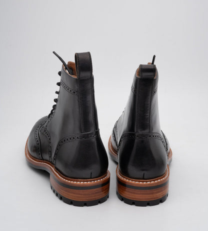 Hand-Welted Black Wingtip Brogue Boot