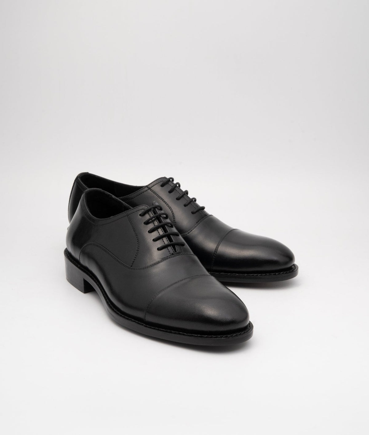 Classic Goodyear Welted Black Captoe Oxfords