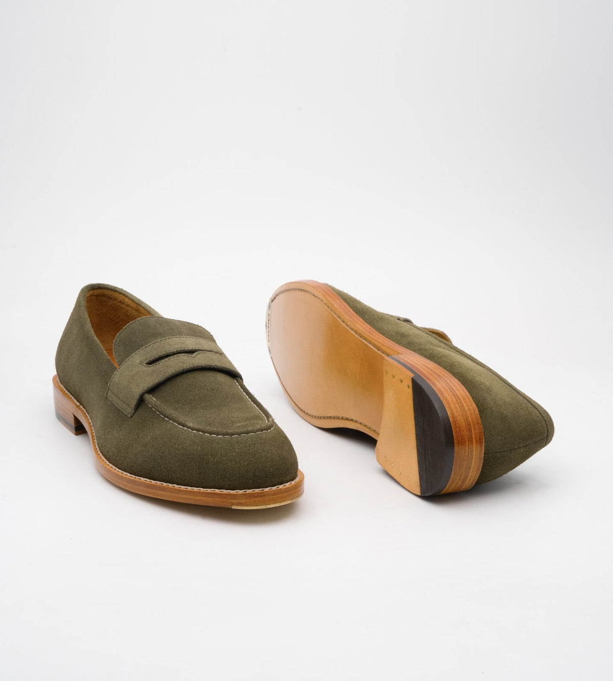 Goodyear Welted Olive Suede Penny Loafer