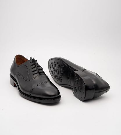 Goodyear Welted Black Punch Captoe Oxford