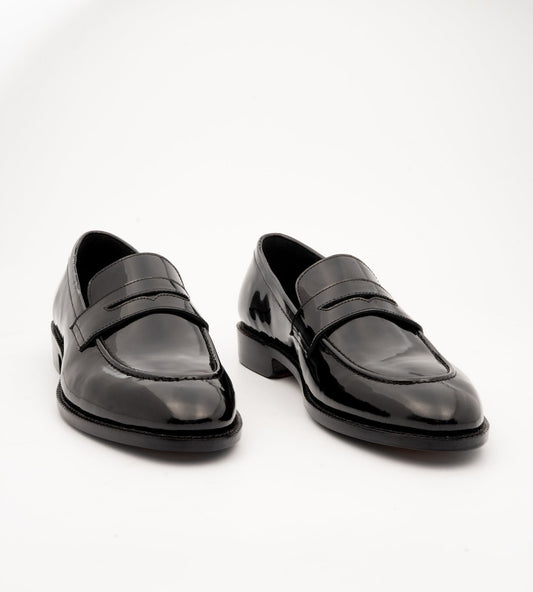 Goodyear Welted Classic Black Patent Penny Loafers