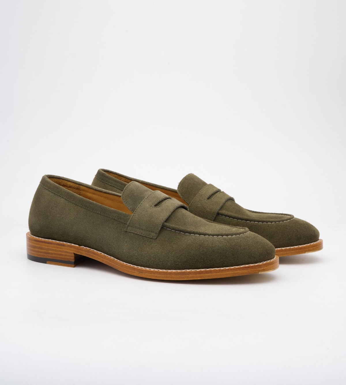 Goodyear Welted Olive Suede Penny Loafer