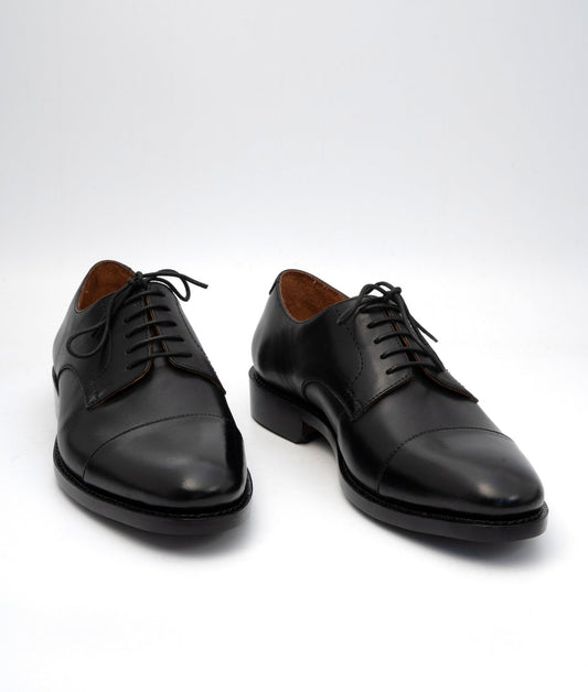 Hand Welted Classsic Black Captoe Derby