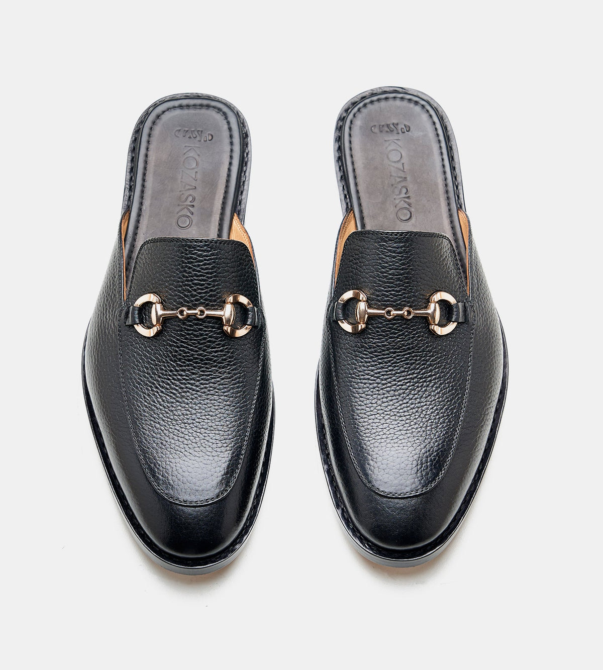Goodyear Welted Black Milled Horse-bit Mules