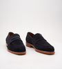 Hand Welted Chisel Toe Navy Suede Penny Loafer