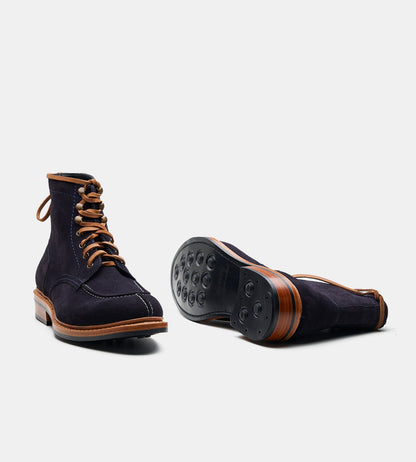 Handwelted Navy Suede Split Toe Derby Boot
