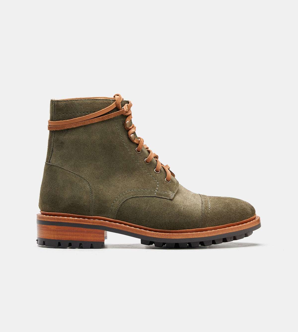 Hand Welted Opera Conceria Olive Suede Captoe Boot