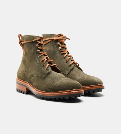Hand Welted Opera Conceria Olive Suede Captoe Boot