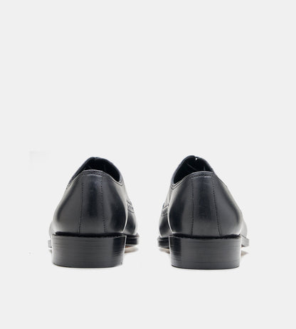 Goodyear Welted Black Semi Brogue Captoe Oxfords