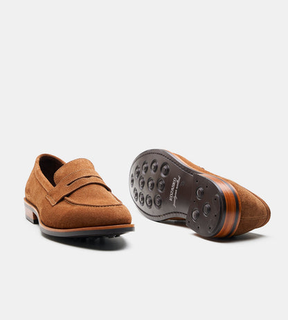 Goodyear Welted Caramel Suede Penny Loafer