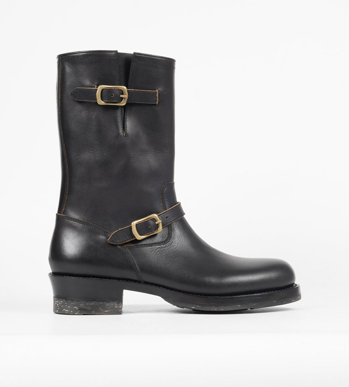 Hand Welted Virginia Hydro Pull up Black Leather Engineer Boots