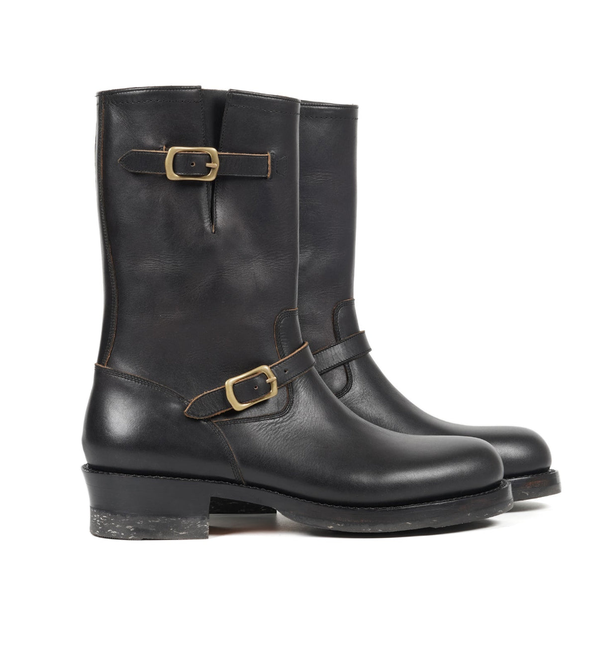 Hand Welted Virginia Hydro Pull up Black Leather Engineer Boots