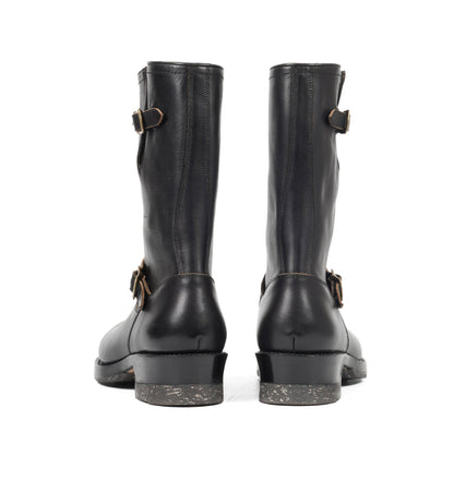 Hand Welted Virginia Hydro Pull up Black Leather Engineer Boots