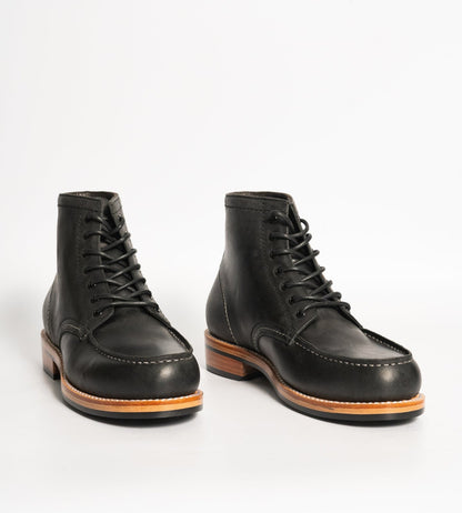 Goodyear Welted Black Oiled Leather Moctoe Boot