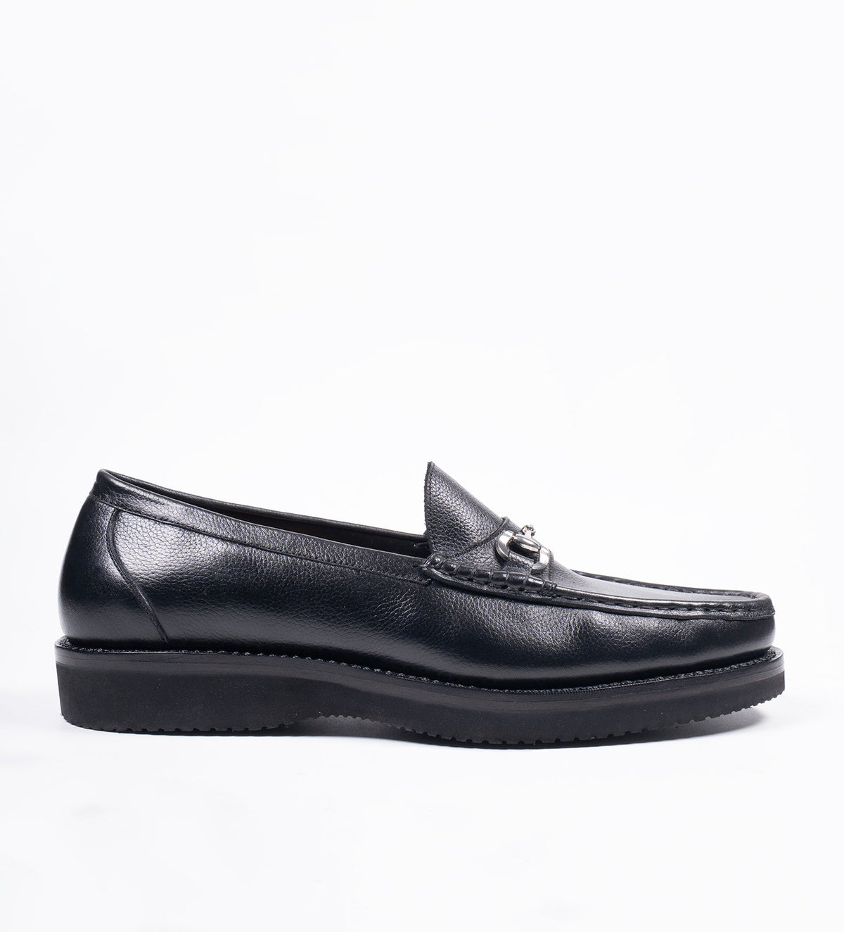 Handwelted Black Unlined Comfort Horsebit Slip-Ons