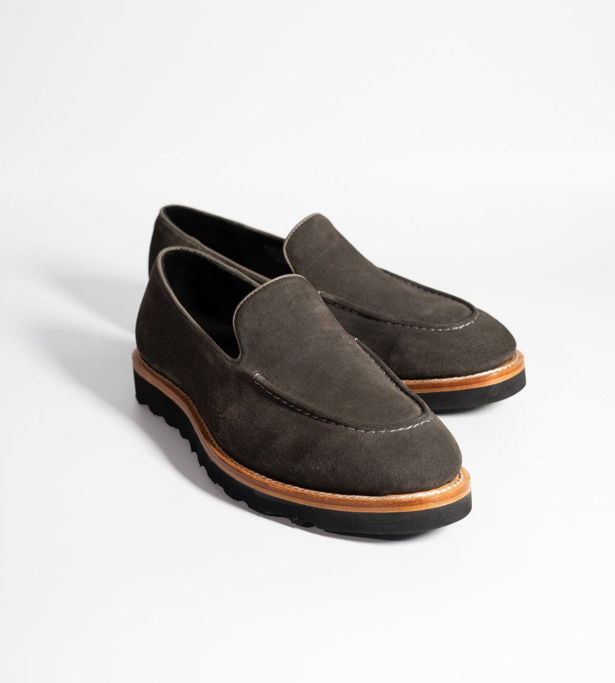 Hand-Welted Comfort Grey Suede Loafers