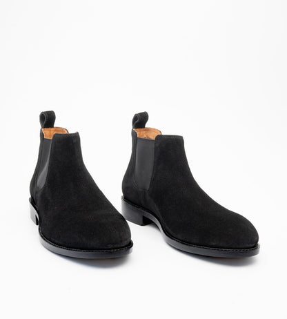 Handwelted Black Suede Chelsea Boot