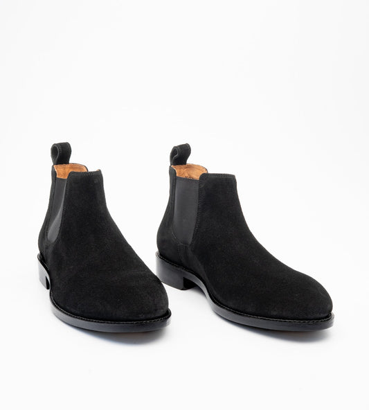 Handwelted Black Suede Chelsea Boot