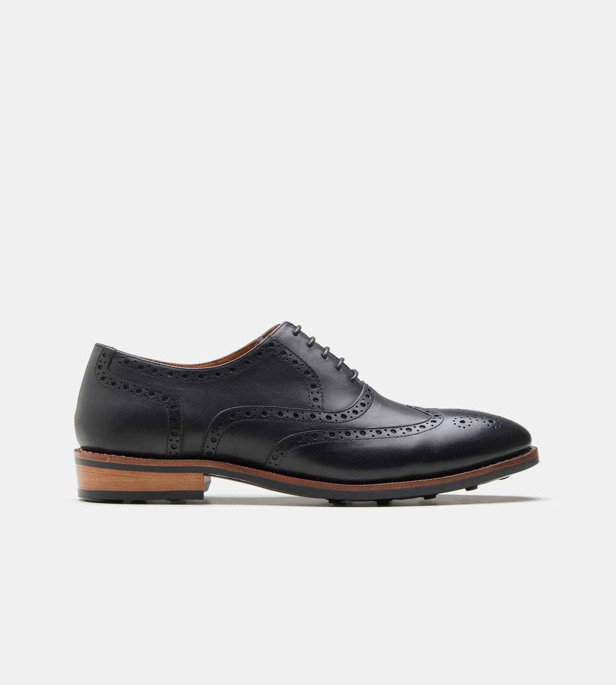 Goodyear Welted Black Full Grrain Leather Wingtip Oxfords