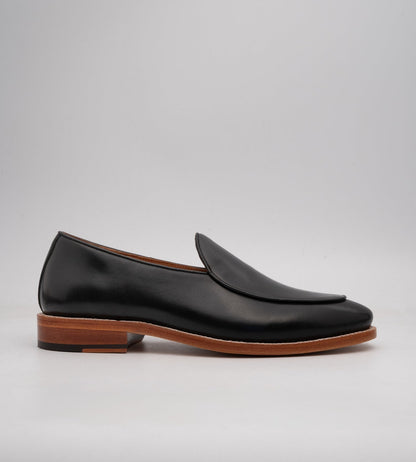 Hand-Welted Black Belgian Slip-Ons
