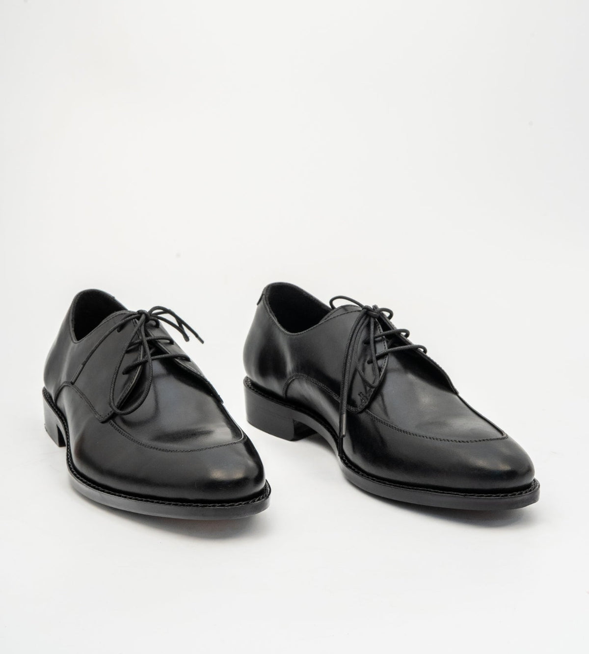 Goodyear Welted Black Apron Toe Derby