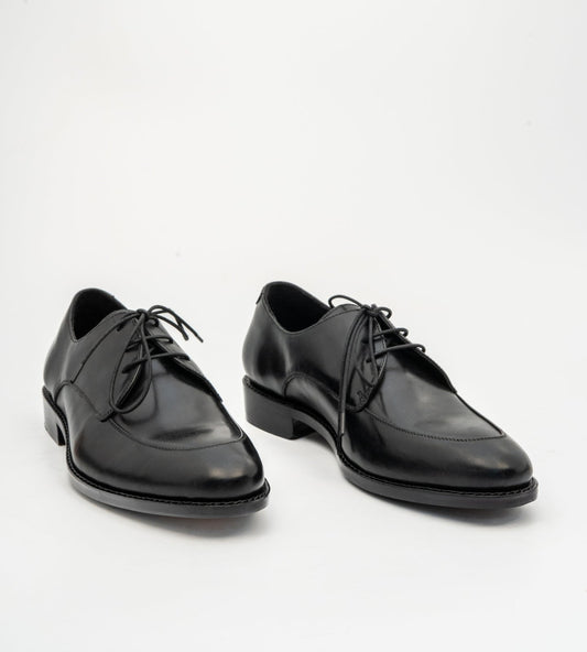 Goodyear Welted Black Apron Toe Derby