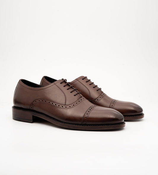 Goodyear Welted Semi Brogue Brown Captoe Oxfords