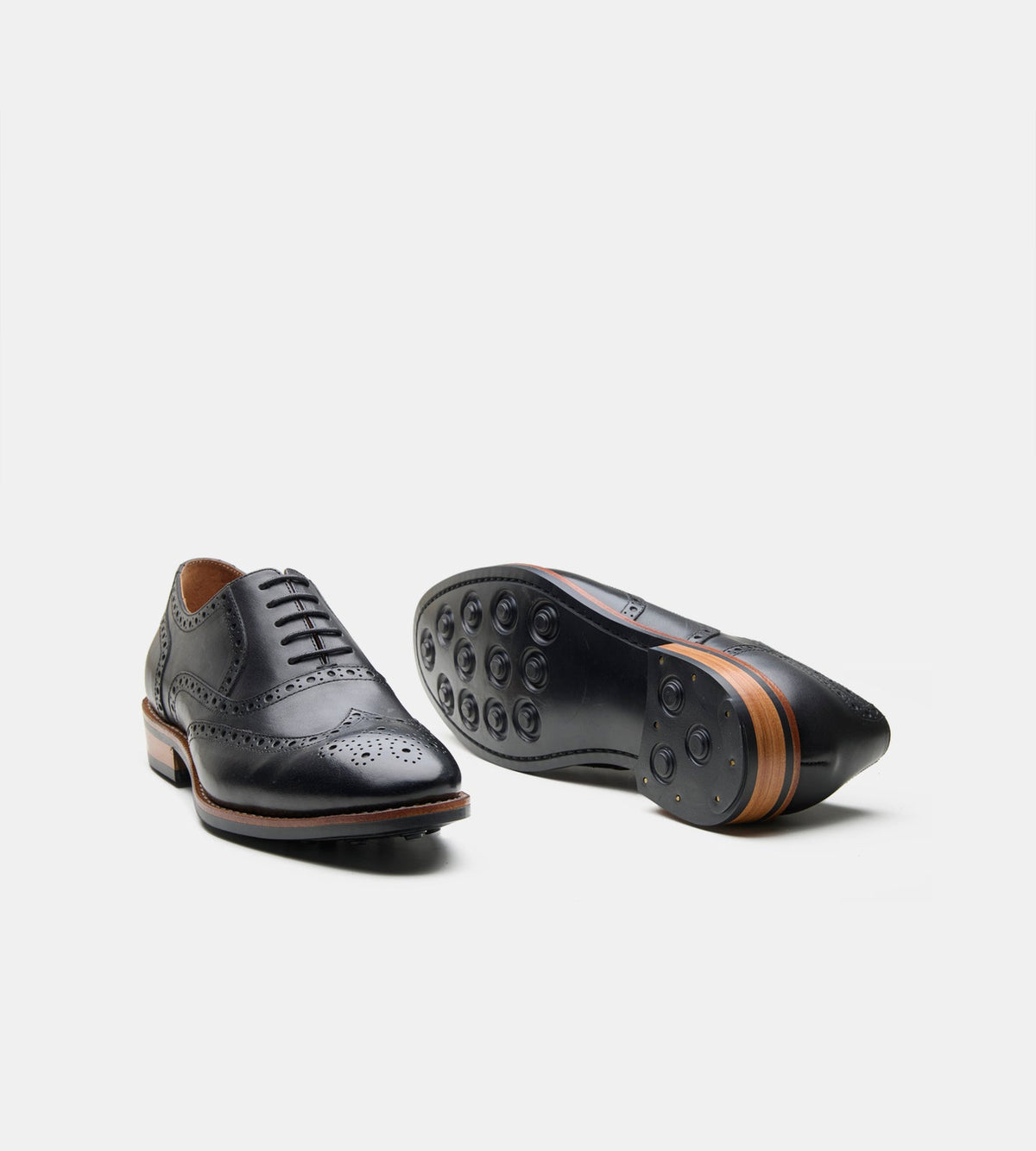 Goodyear Welted Black Full Grrain Leather Wingtip Oxfords