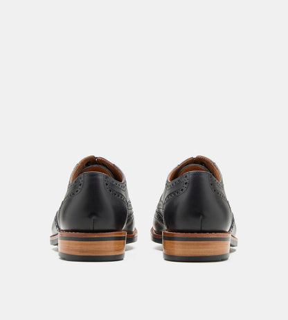 Goodyear Welted Black Full Grrain Leather Wingtip Oxfords