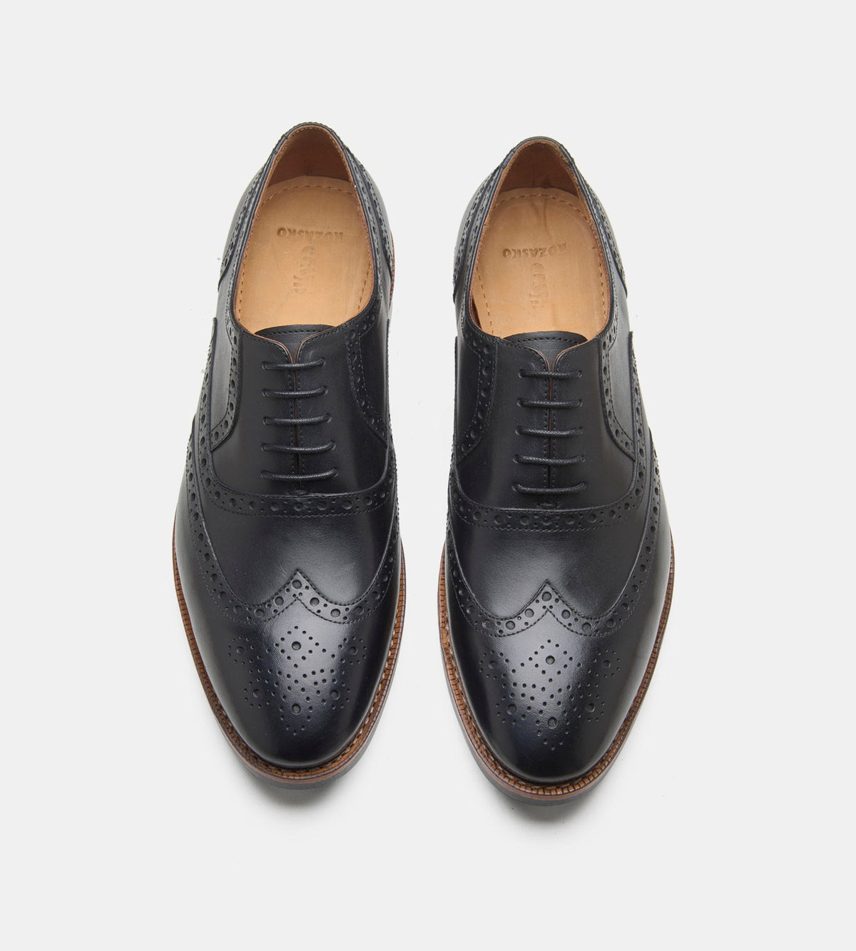 Goodyear Welted Black Full Grrain Leather Wingtip Oxfords
