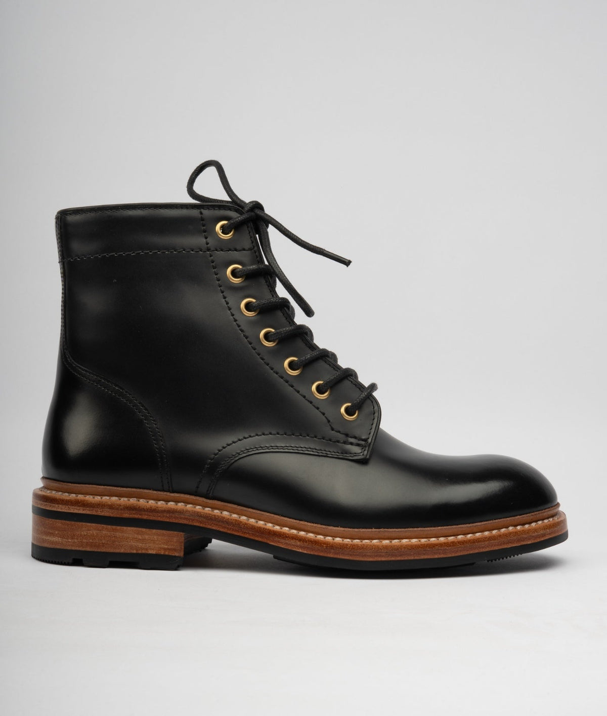 VIRASAT - Hand Welted Michigan Black Full Grain Plain Toe Boot