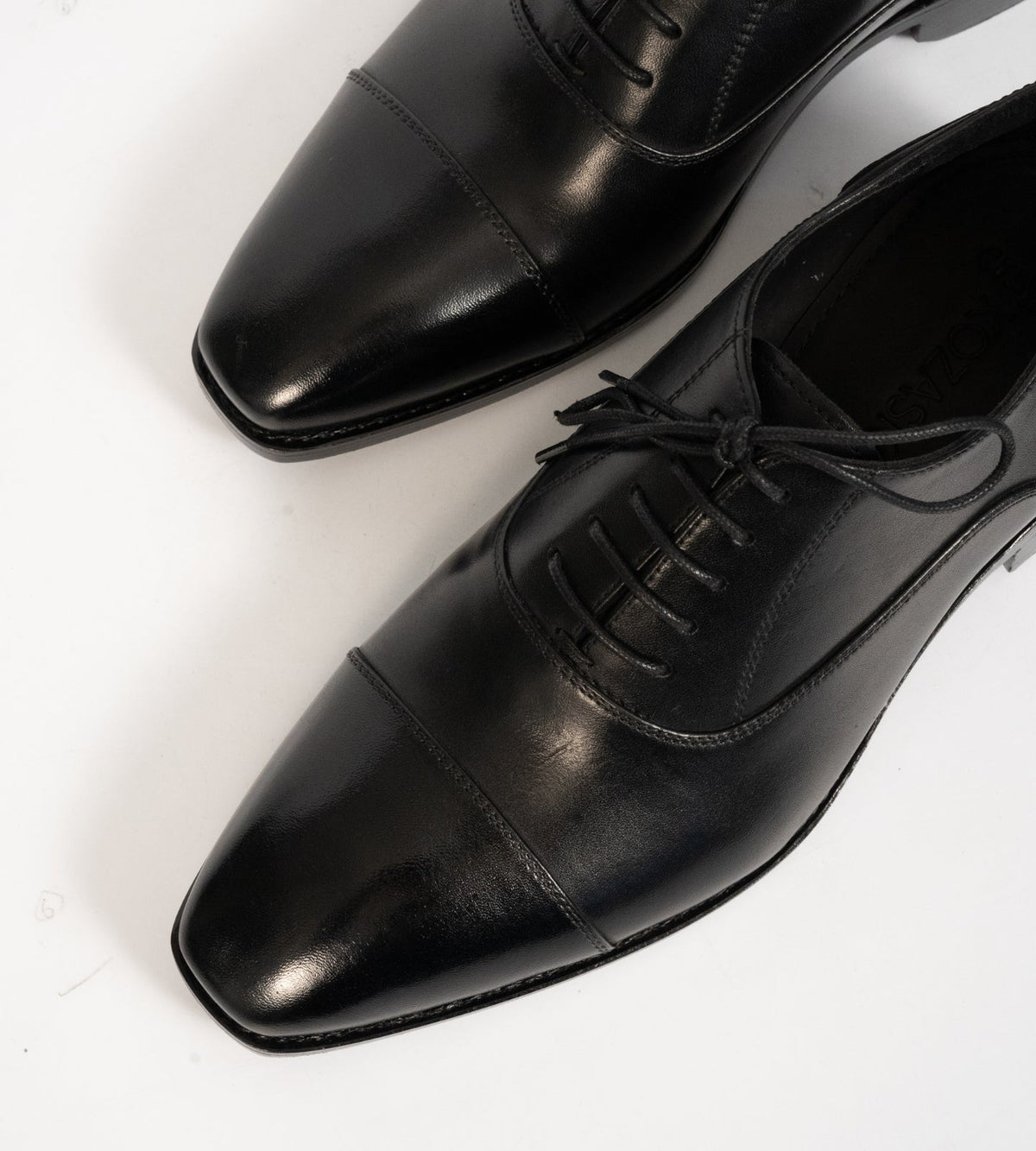 Goodyear Welted Chisel Toe Black Captoe Oxfords