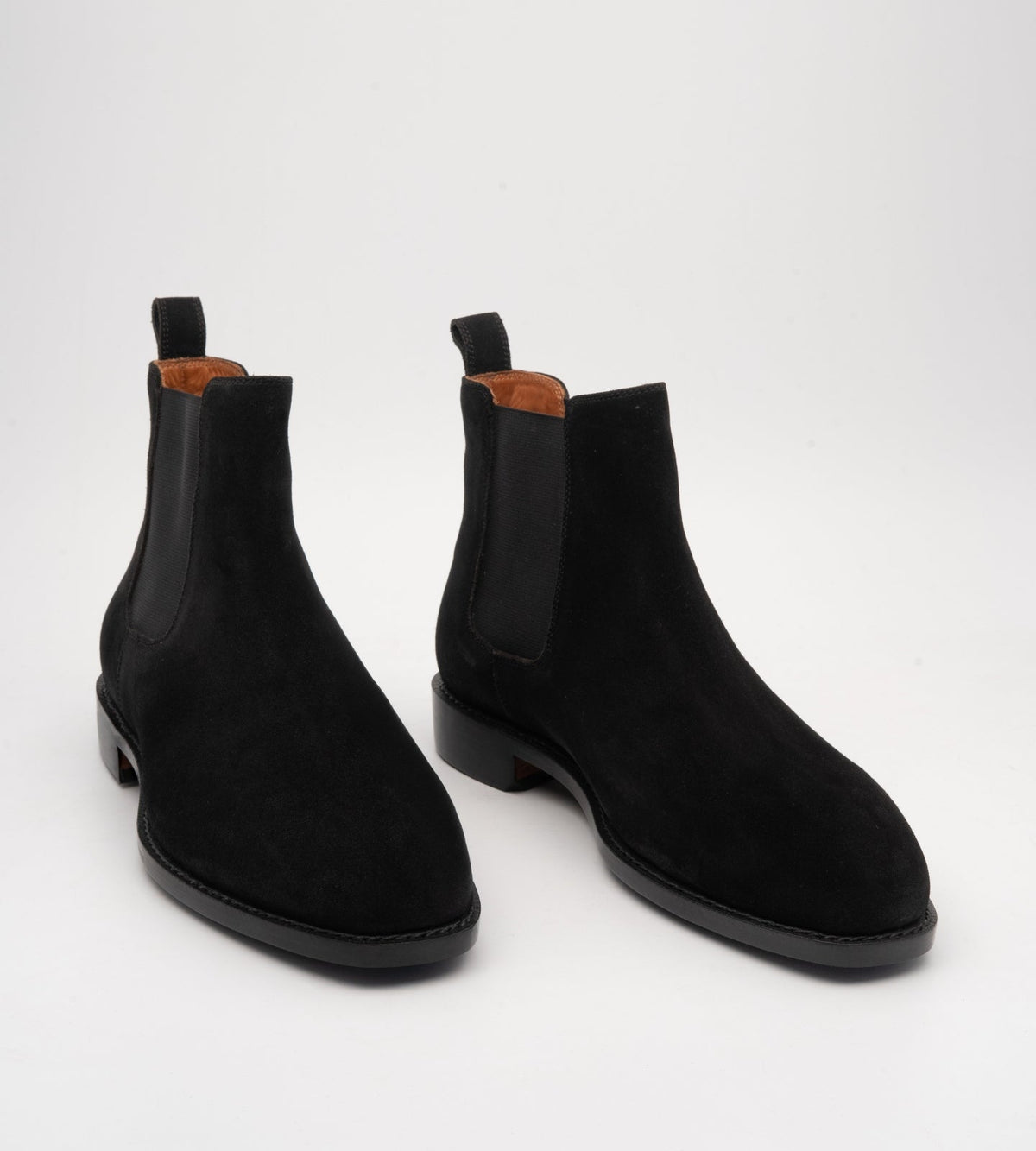 Hand Welted  Black Groupo Mastrotto Suede Chisel Toe Chelsea Boots